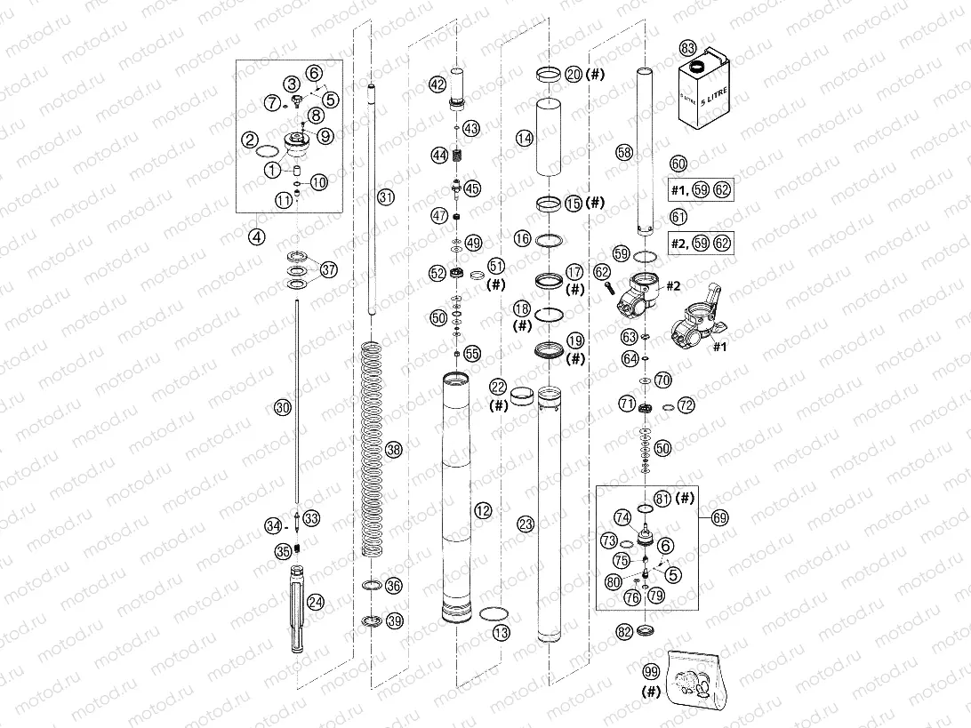 FRONT FORK DISASSEMBLED