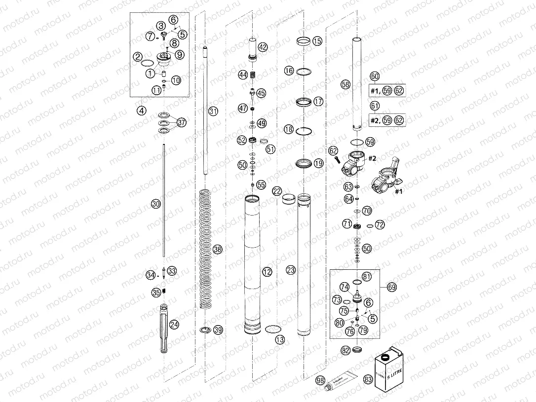 FRONT FORK DISASSEMBLED
