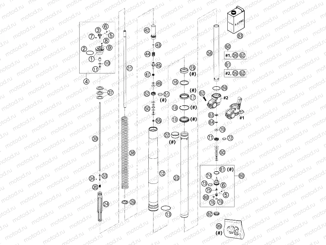 FRONT FORK DISASSEMBLED