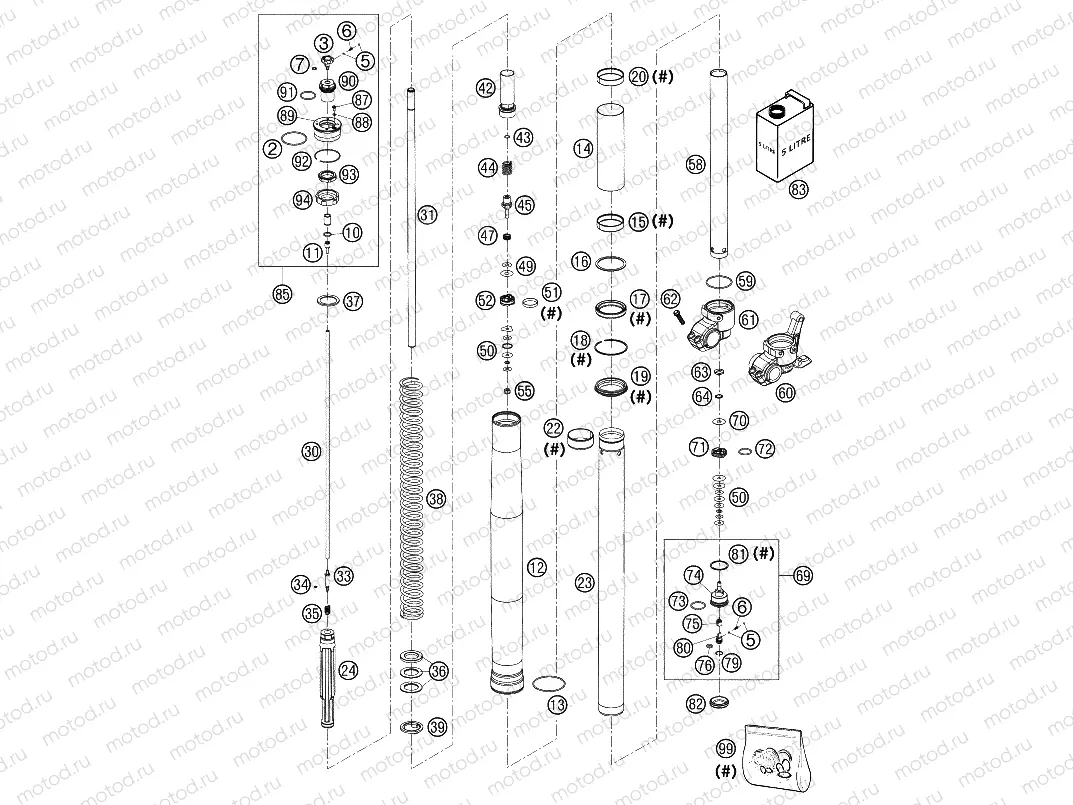 FRONT FORK DISASSEMBLED