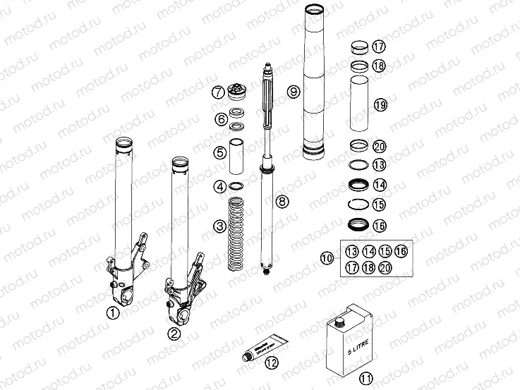 FRONT FORK DISASSEMBLED