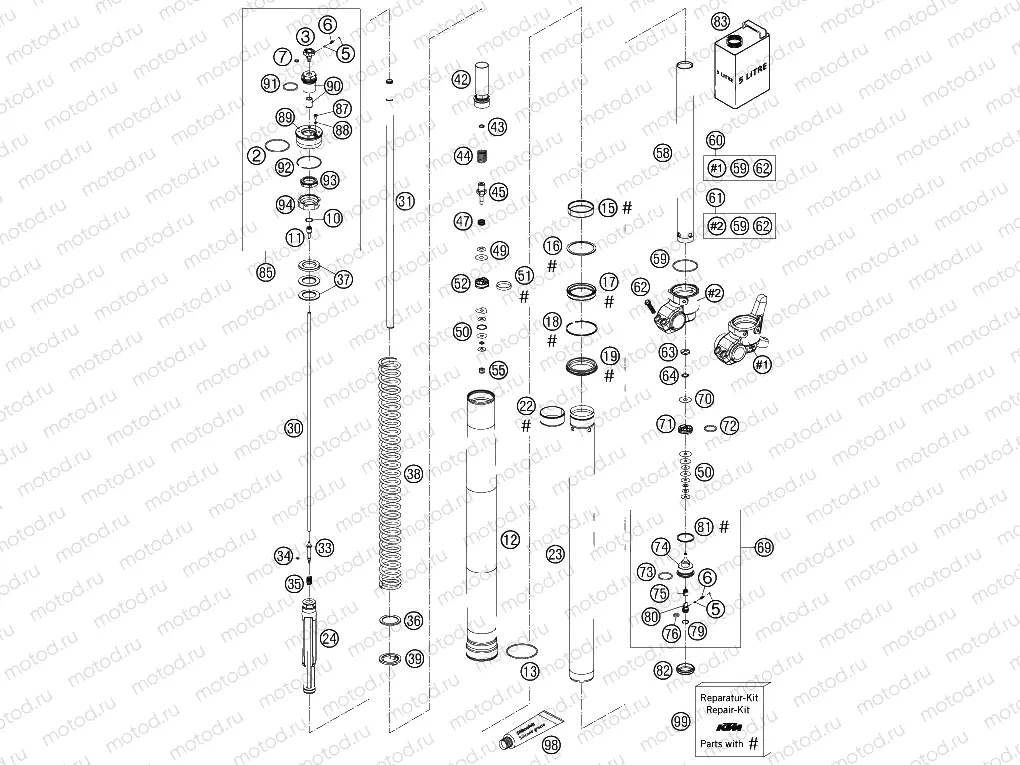 FRONT FORK DISASSEMBLED