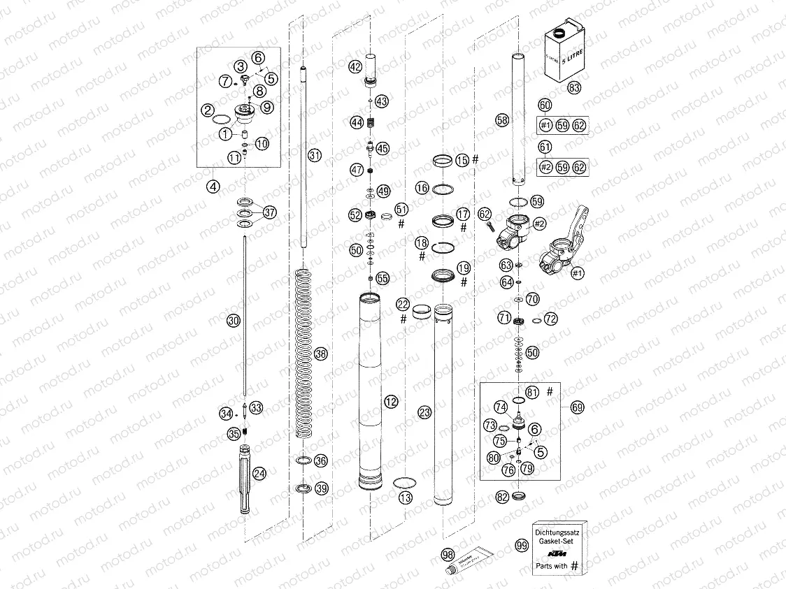 FRONT FORK DISASSEMBLED