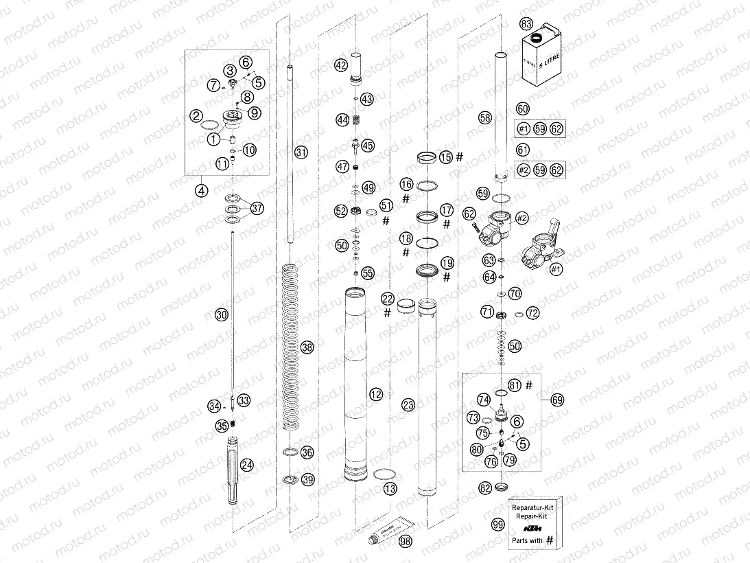 FRONT FORK DISASSEMBLED