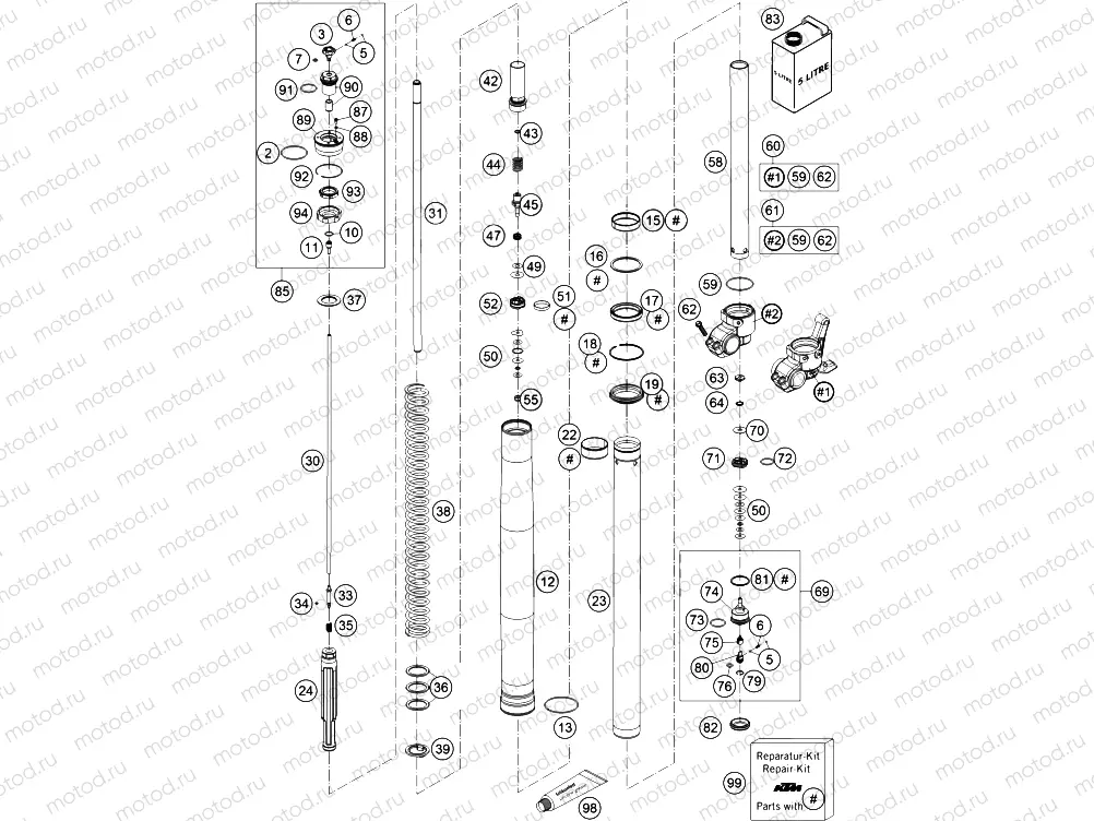 FRONT FORK DISASSEMBLED