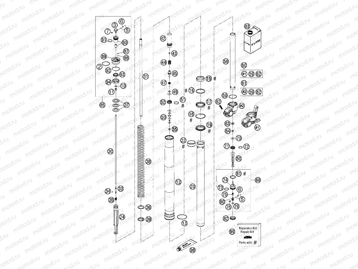 FRONT FORK DISASSEMBLED