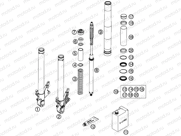 FRONT FORK DISASSEMBLED