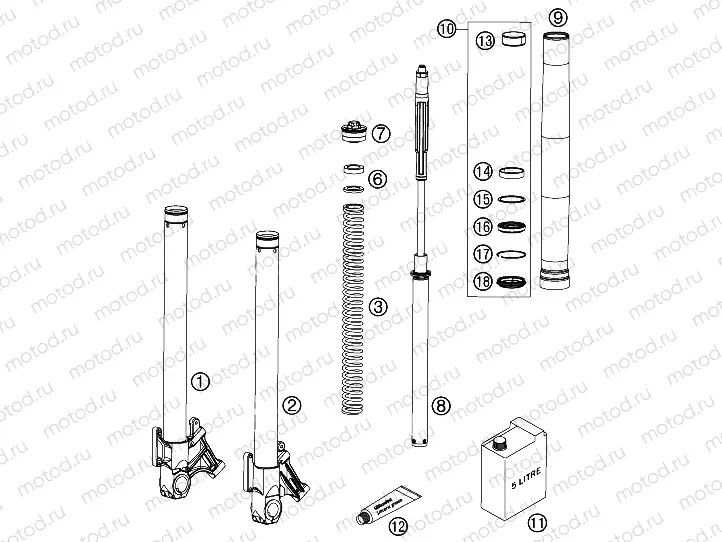 FRONT FORK DISASSEMBLED