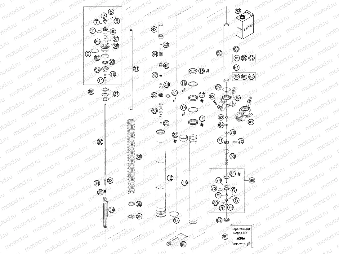 FRONT FORK DISASSEMBLED