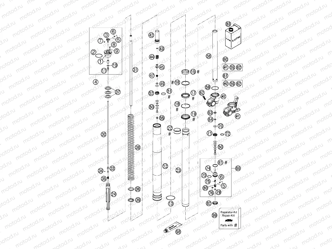 FRONT FORK DISASSEMBLED
