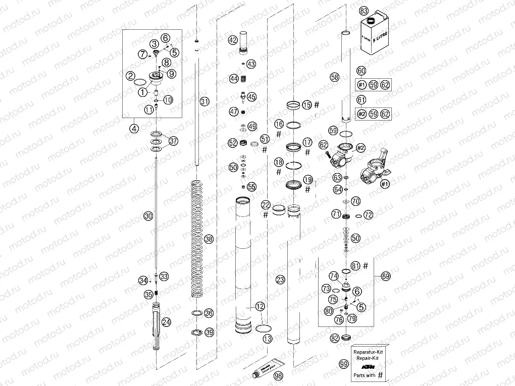 FRONT FORK DISASSEMBLED
