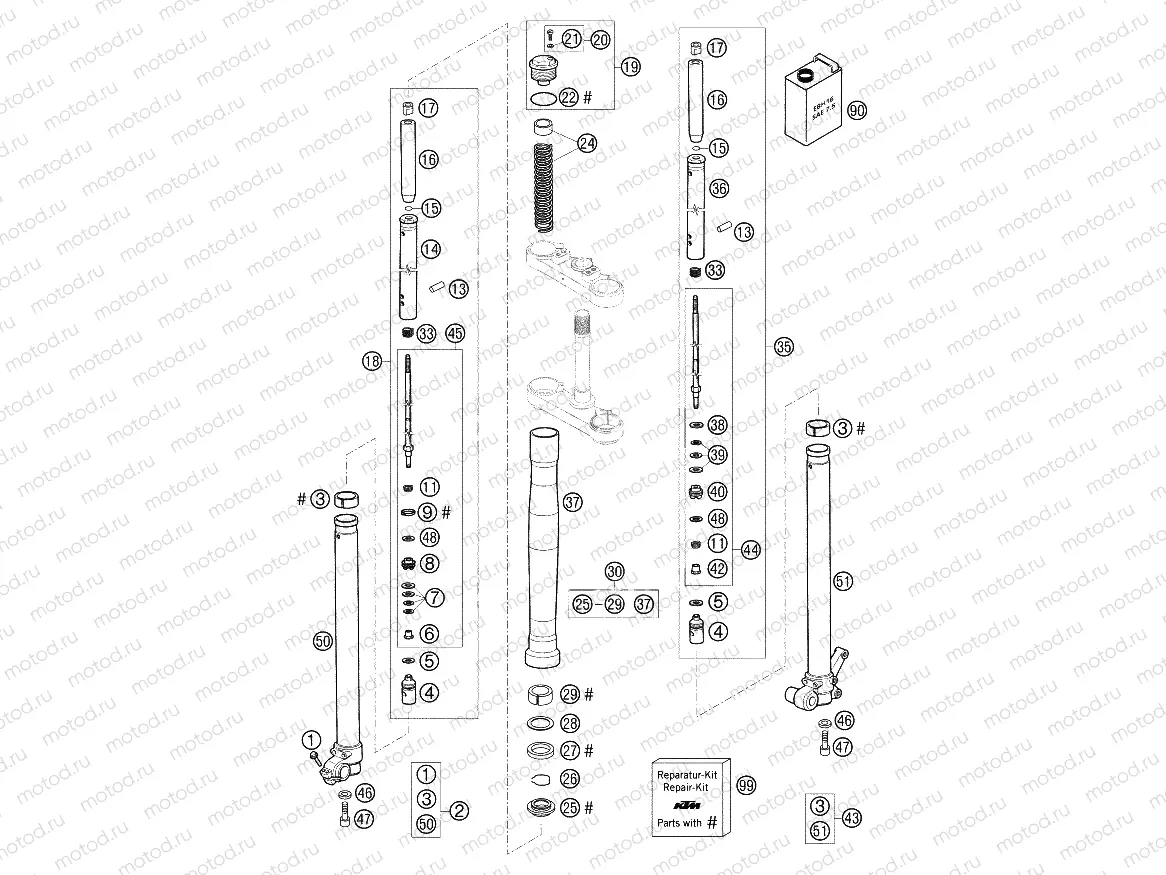 FRONT FORK DISASSEMBLED