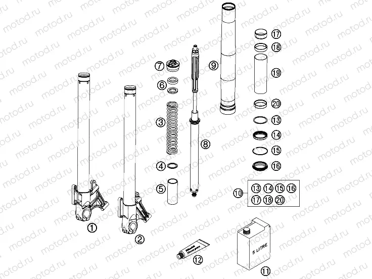 FRONT FORK DISASSEMBLED
