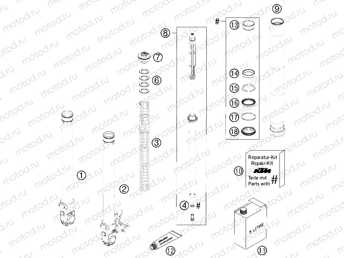 FRONT FORK DISASSEMBLED