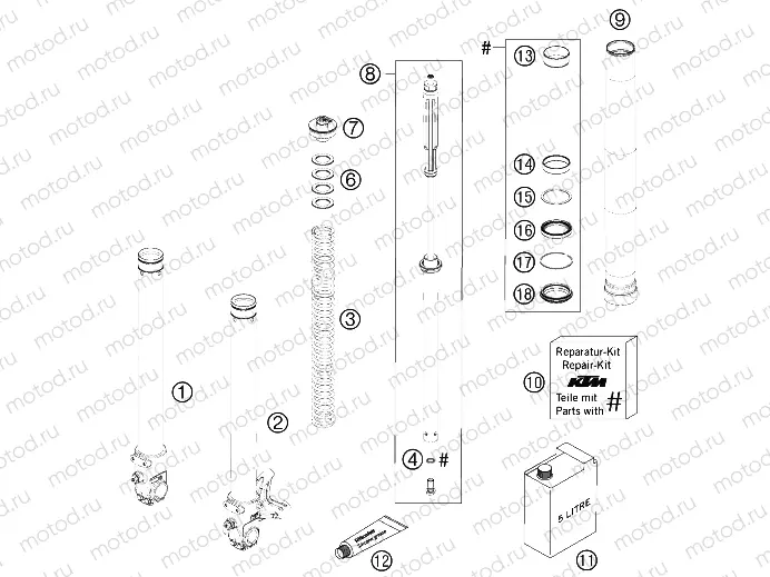 FRONT FORK DISASSEMBLED