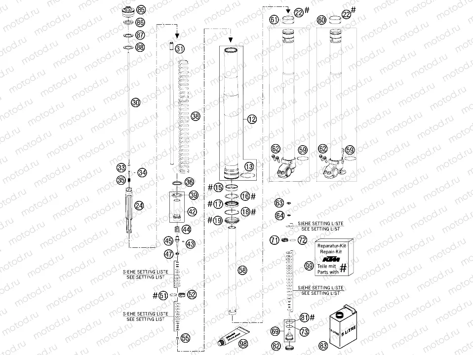 FRONT FORK DISASSEMBLED