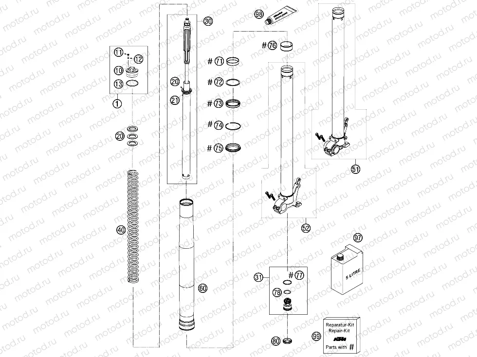 FRONT FORK DISASSEMBLED