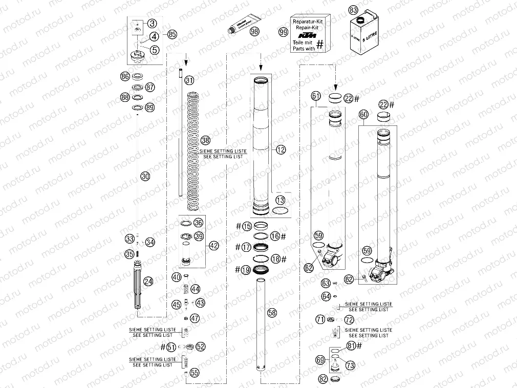 FRONT FORK DISASSEMBLED
