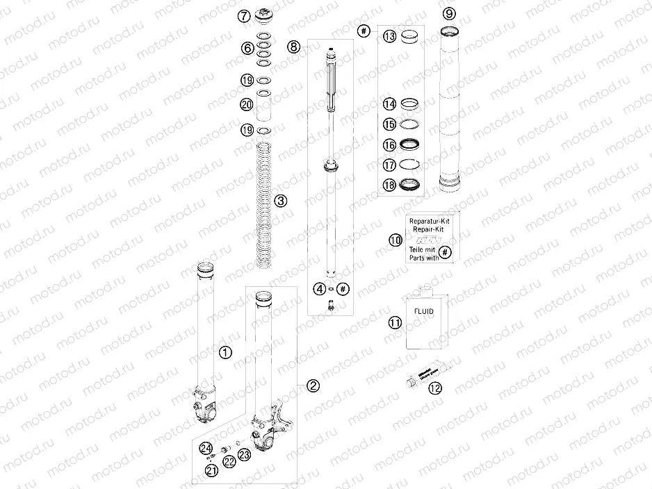 FRONT FORK DISASSEMBLED