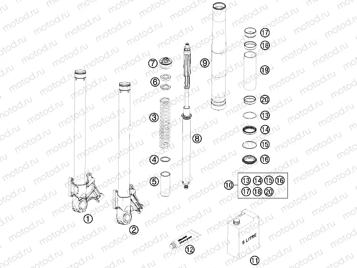 FRONT FORK DISASSEMBLED