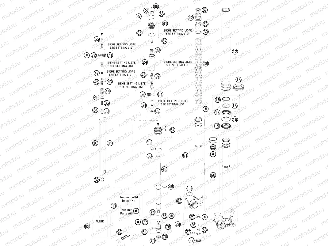 FRONT FORK DISASSEMBLED