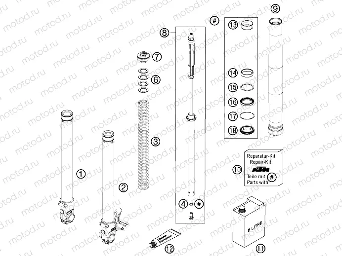 FRONT FORK DISASSEMBLED