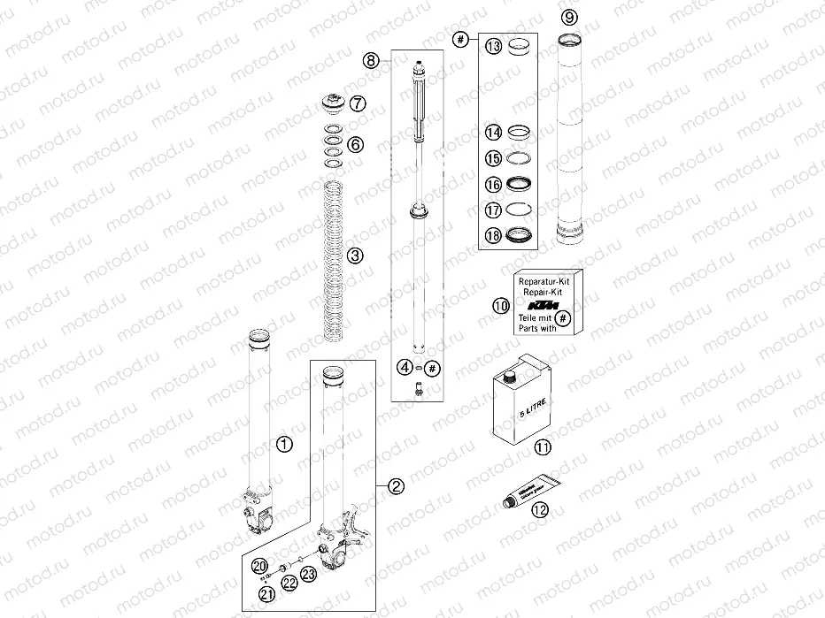 FRONT FORK DISASSEMBLED