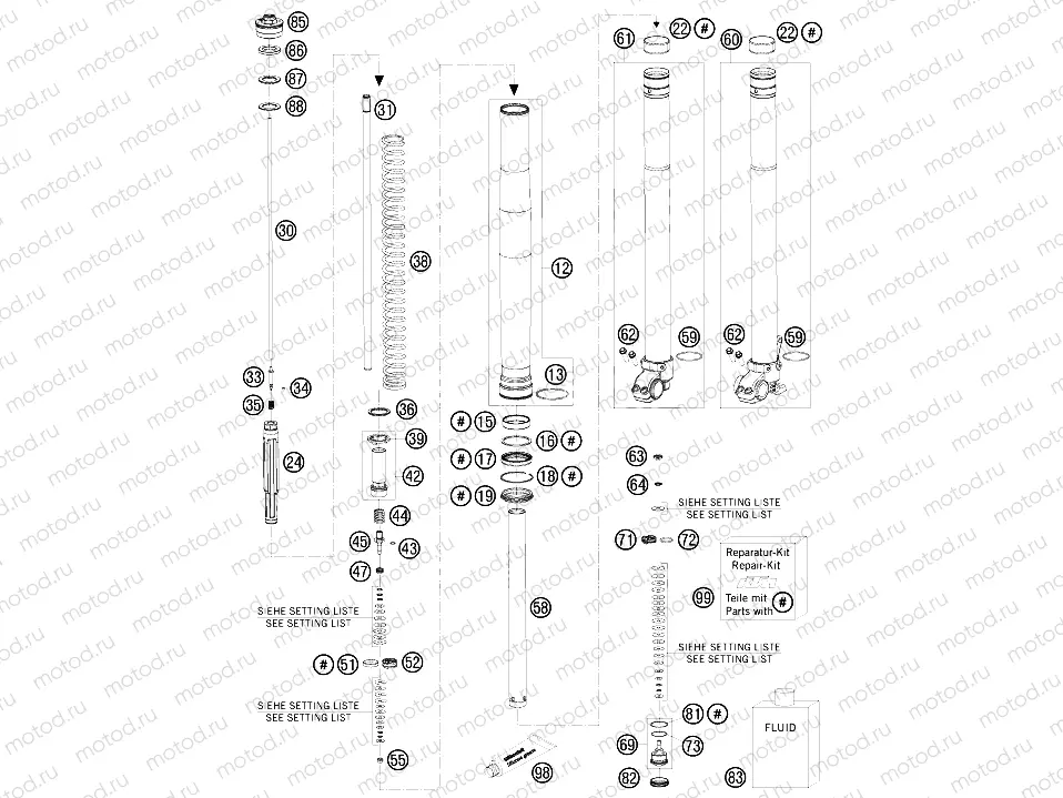 FRONT FORK DISASSEMBLED