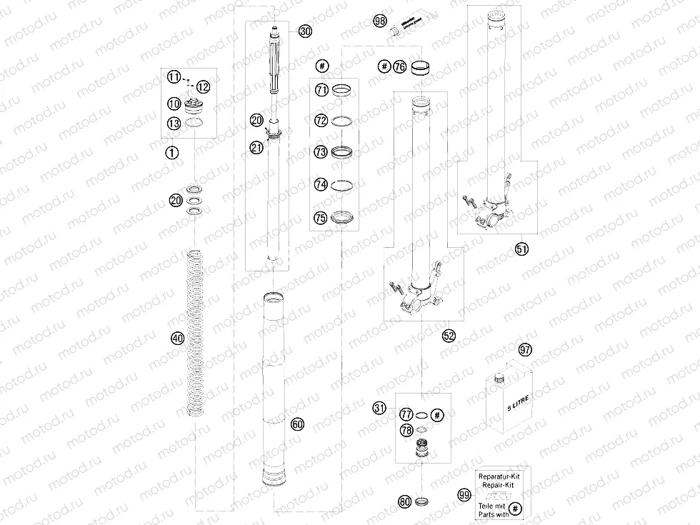 FRONT FORK DISASSEMBLED