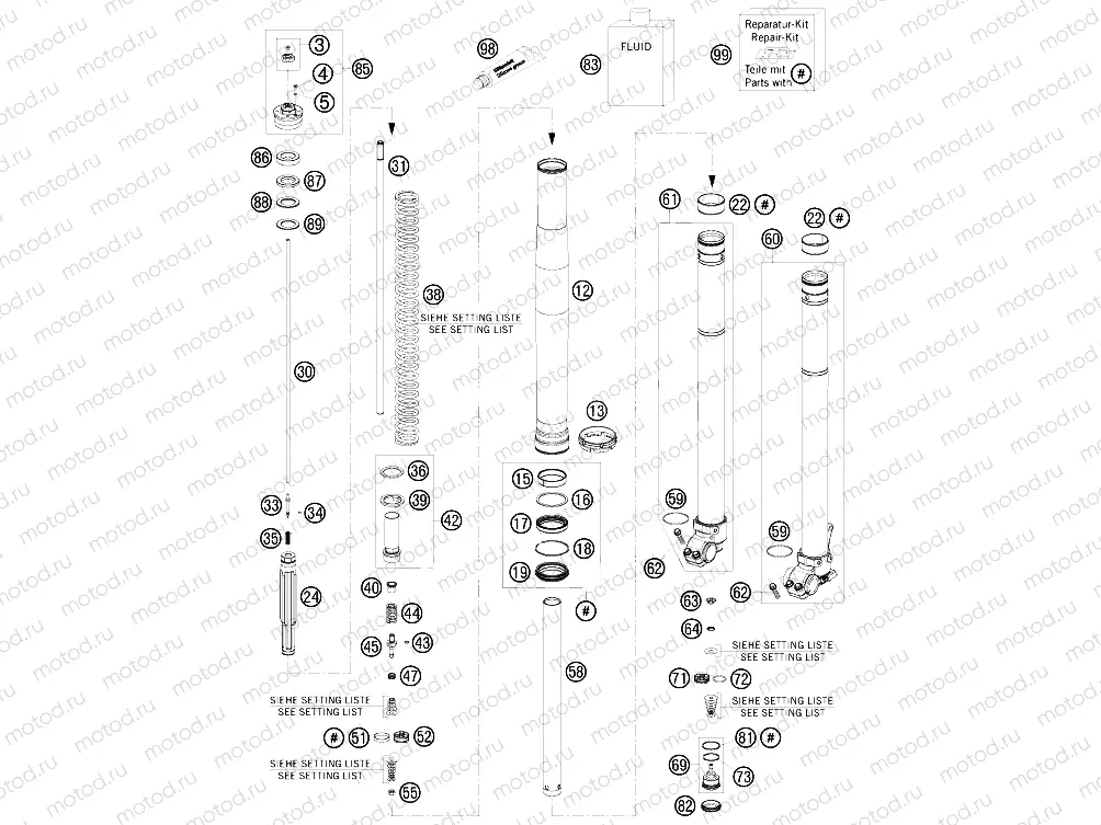 FRONT FORK DISASSEMBLED