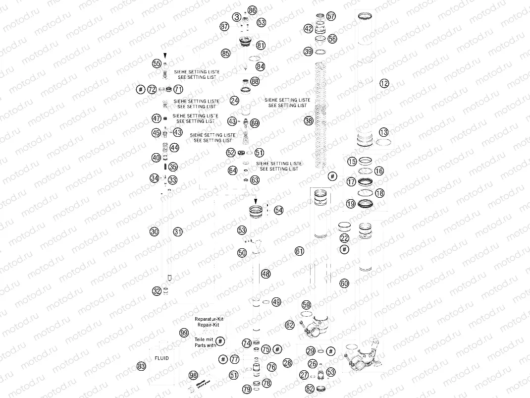 FRONT FORK DISASSEMBLED