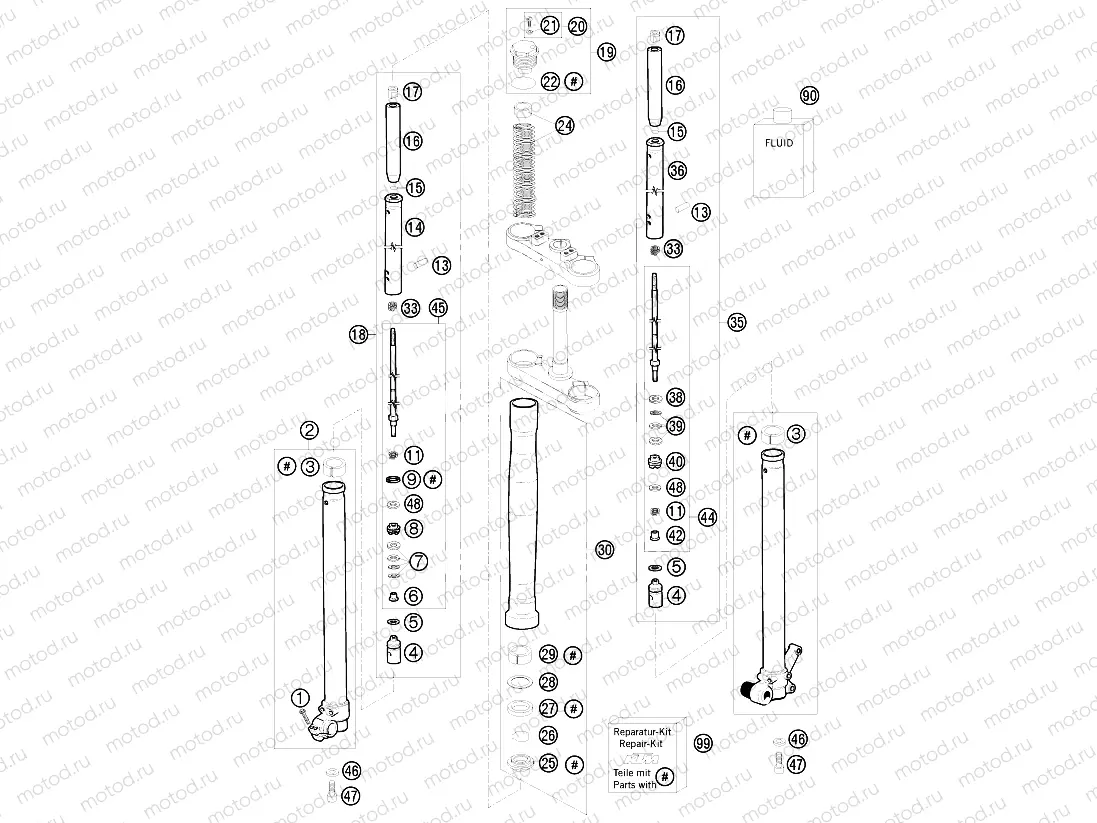 FRONT FORK DISASSEMBLED
