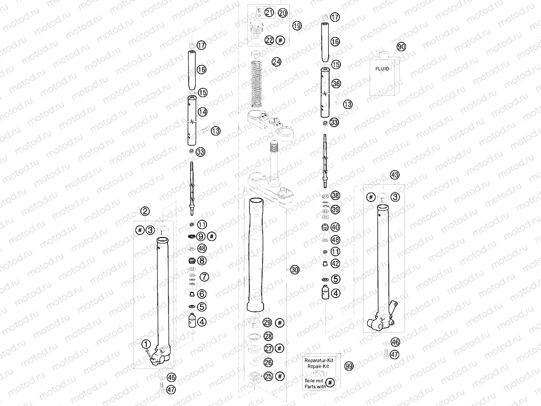 FRONT FORK DISASSEMBLED