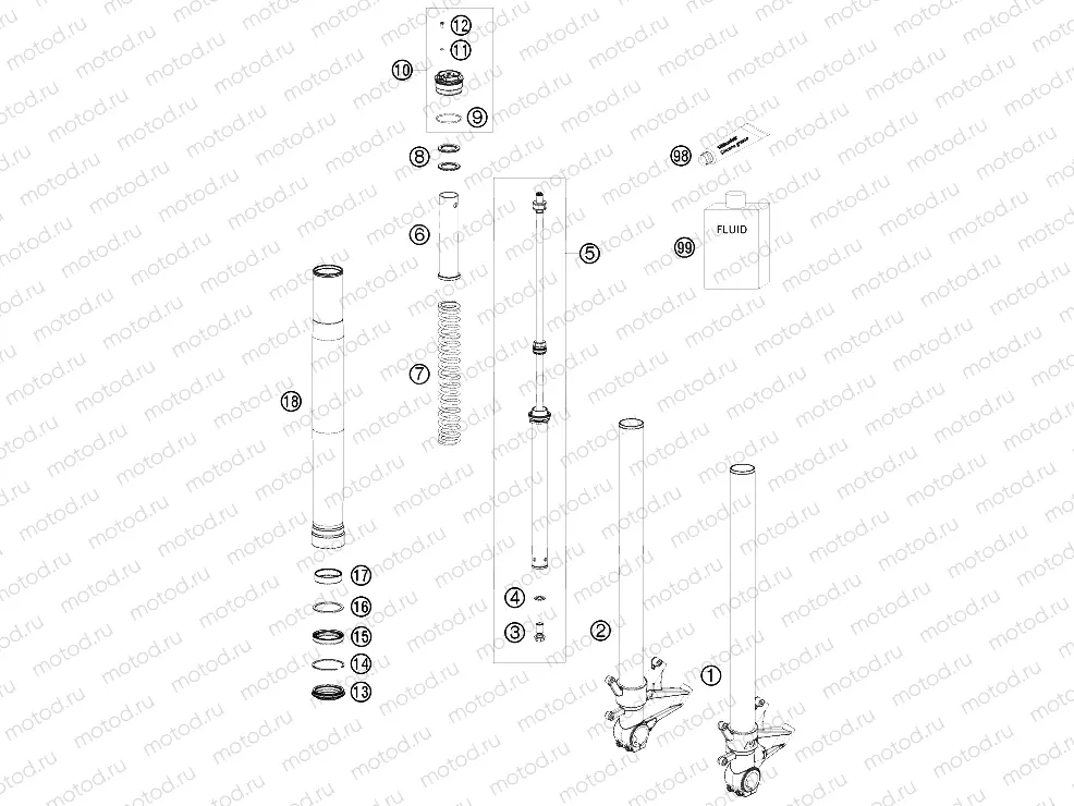FRONT FORK DISASSEMBLED