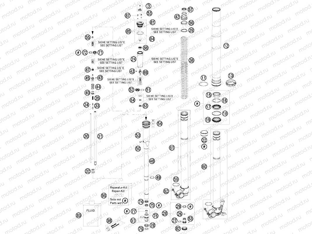 FRONT FORK DISASSEMBLED