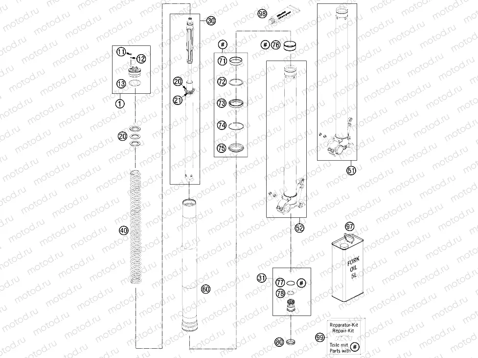 FRONT FORK DISASSEMBLED