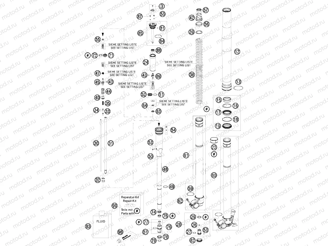 FRONT FORK DISASSEMBLED