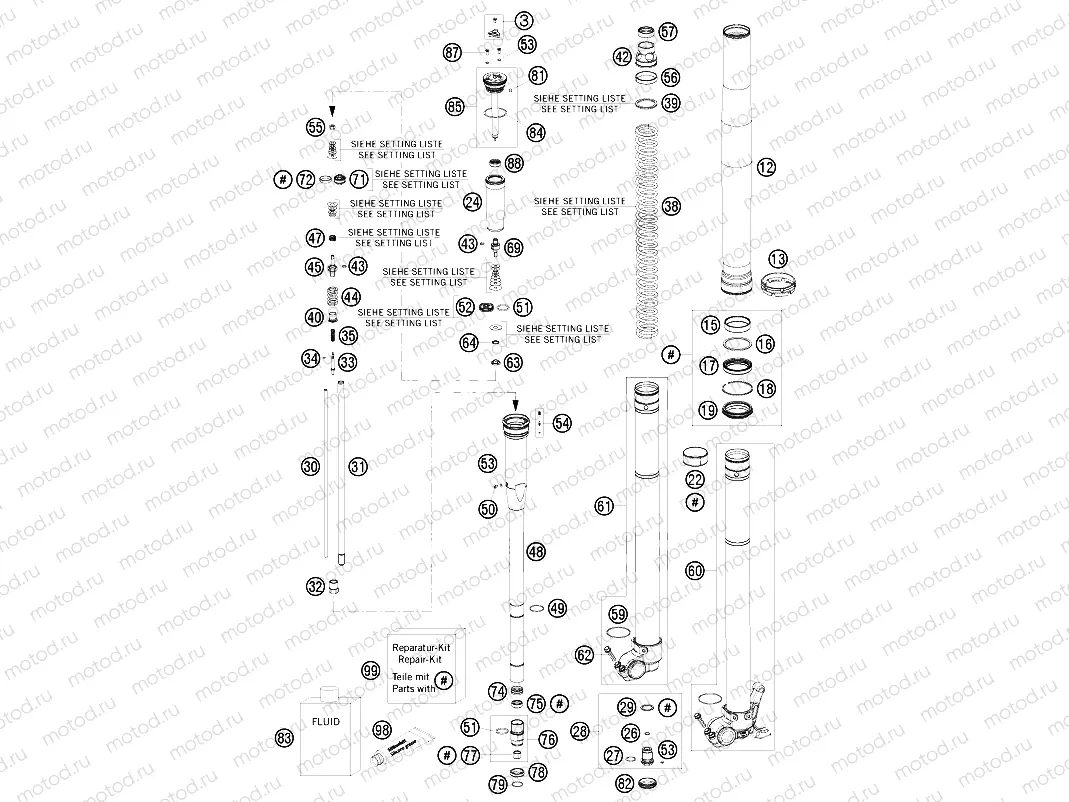FRONT FORK DISASSEMBLED