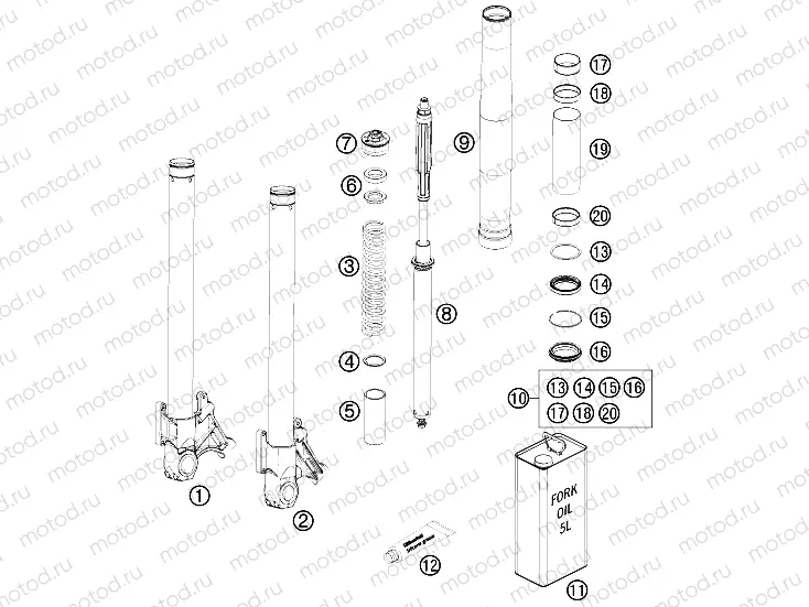 FRONT FORK DISASSEMBLED