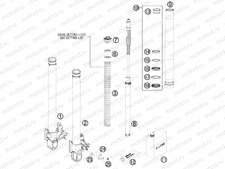 FRONT FORK DISASSEMBLED