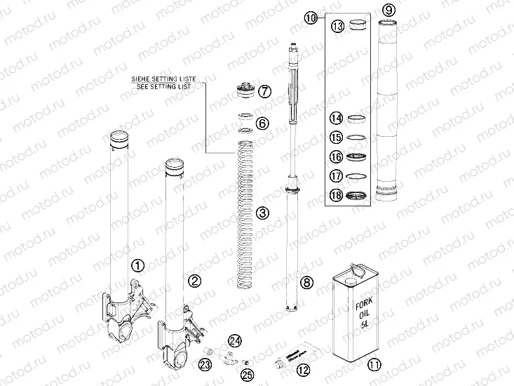 FRONT FORK DISASSEMBLED
