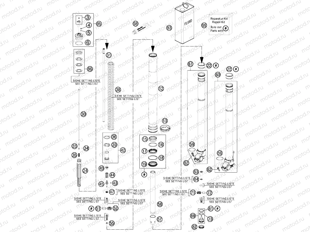 FRONT FORK DISASSEMBLED