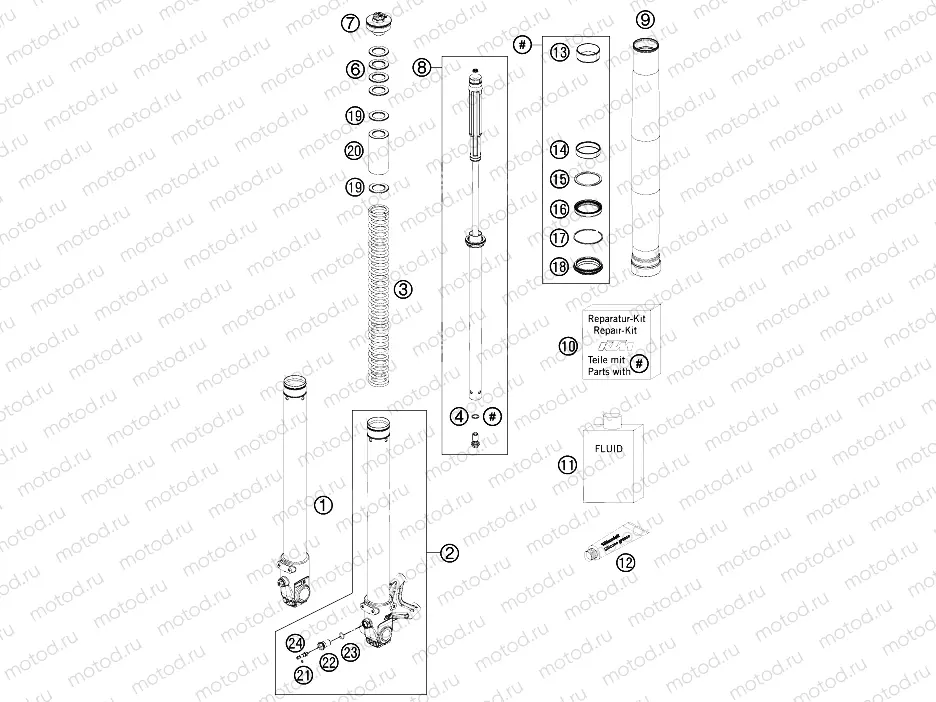 FRONT FORK DISASSEMBLED
