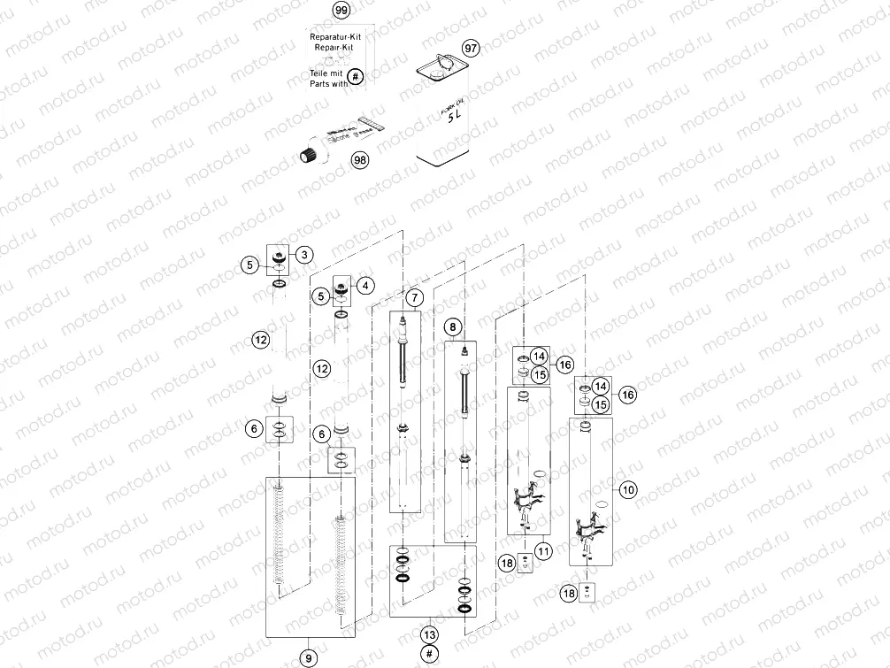 FRONT FORK DISASSEMBLED