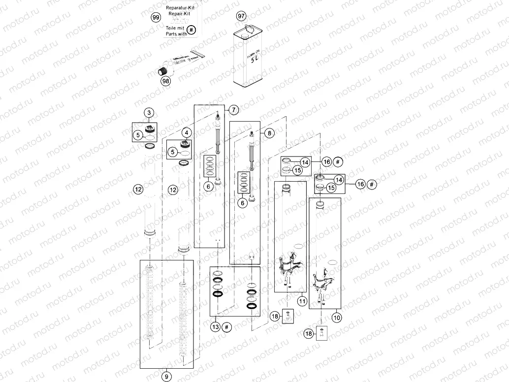 FRONT FORK DISASSEMBLED