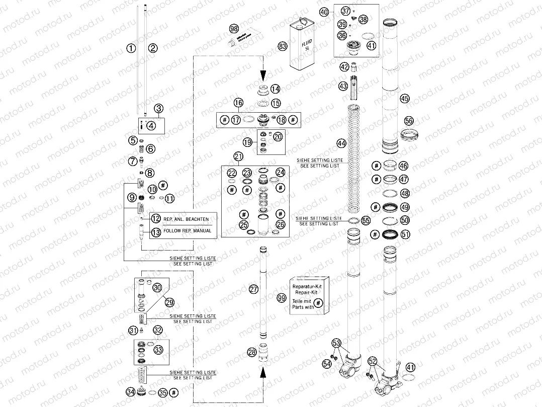 FRONT FORK DISASSEMBLED