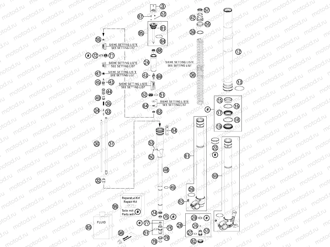 FRONT FORK DISASSEMBLED