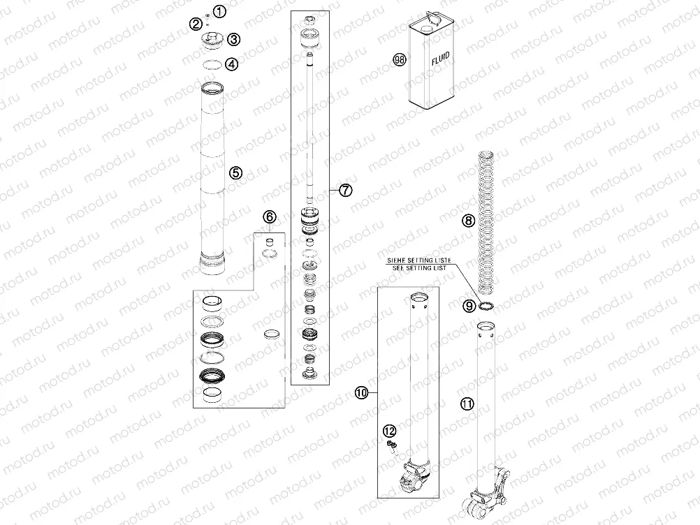 FRONT FORK DISASSEMBLED