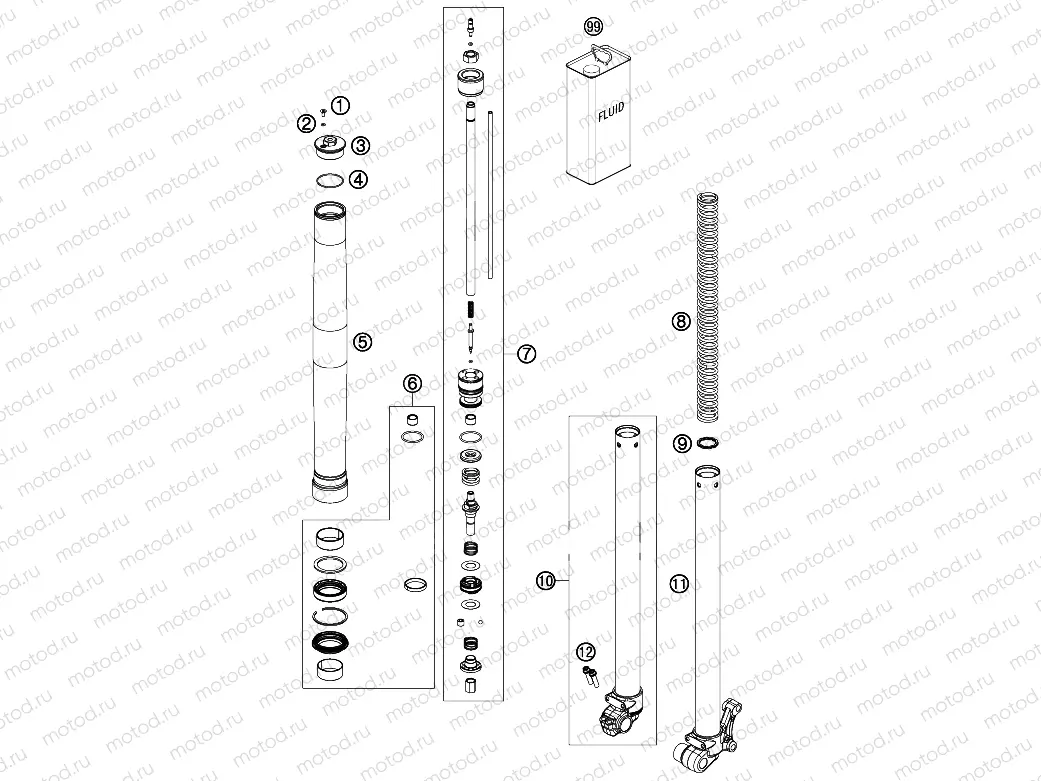 FRONT FORK DISASSEMBLED