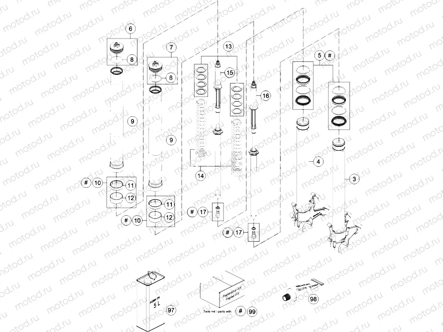 FRONT FORK DISASSEMBLED